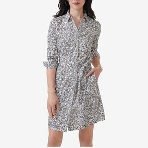 UNTUCKit Phoebe Floral Belted Shirt Dress Long Sleeves